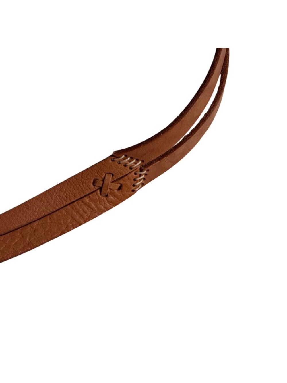 J Jill Brown Leather Skinny Double Belt Womens M Hand Stitched Details Boho - Picture 4 of 10